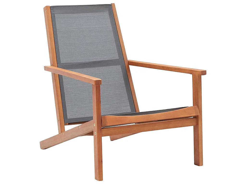 Loungestoel massief eucalyptushout en textileen grijs