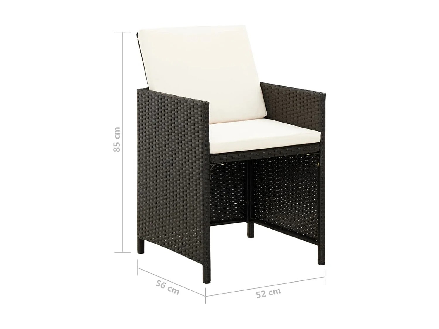 4-tlg. Gartenstuhl und Hocker Set Poly Rattan Schwarz