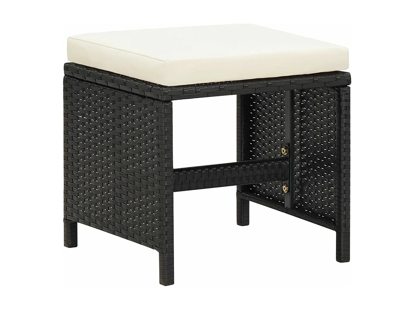 4-tlg. Gartenstuhl und Hocker Set Poly Rattan Schwarz