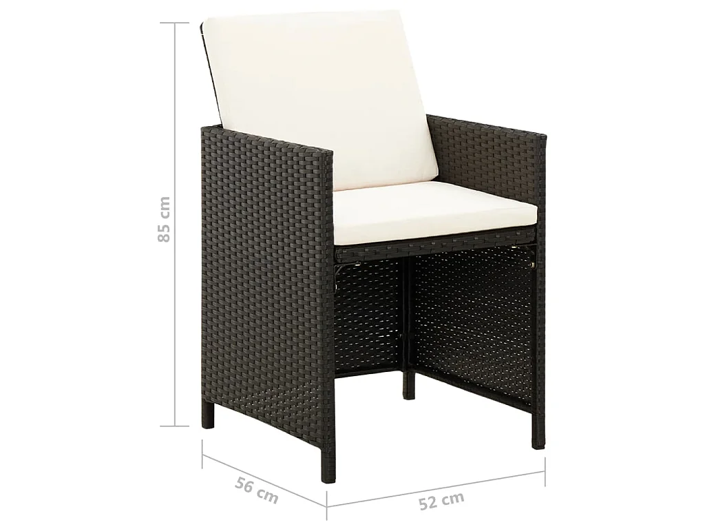 Set Sedie da Giardino con Poggiapiedi 4 pz in Polyrattan Nero