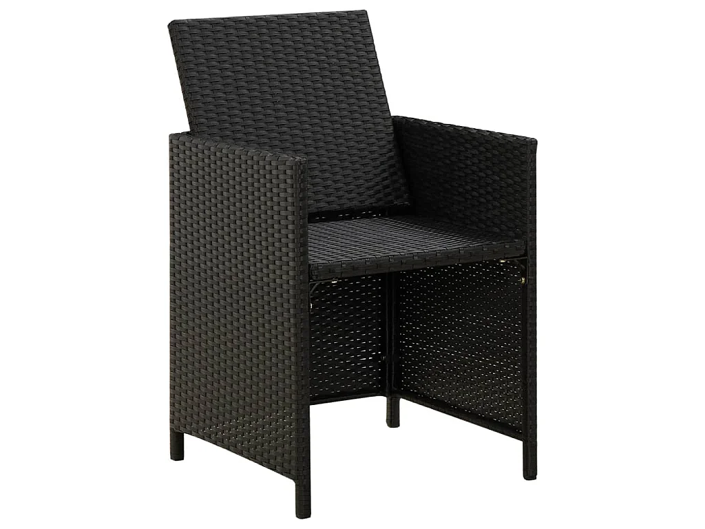 Set Sedie da Giardino con Poggiapiedi 4 pz in Polyrattan Nero