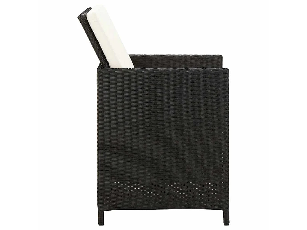 Set Sedie da Giardino con Poggiapiedi 4 pz in Polyrattan Nero
