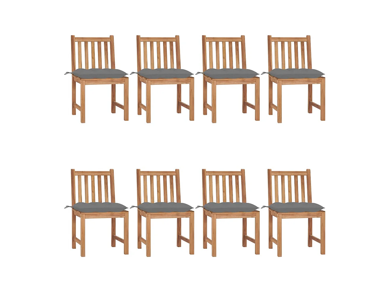 Sedie da Giardino con Cuscini 8 pz in Legno Massello di Teak