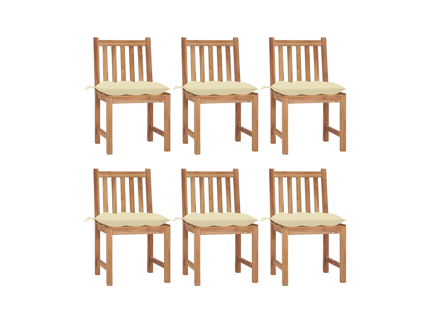 Tuinstoelen 6 st met kussens massief teakhout