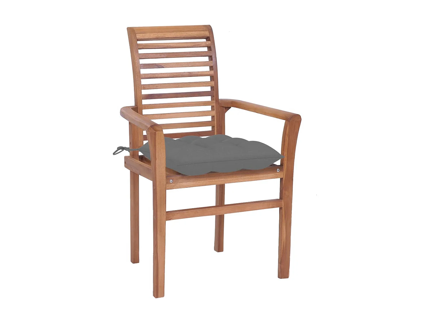 Sillas de comedor 4 uds madera maciza de teca con cojines gris