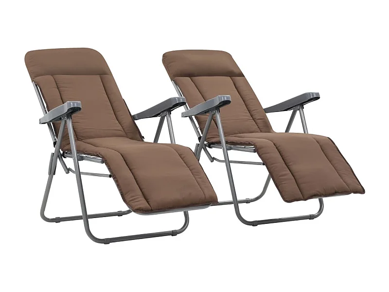 Chaises pliables de jardin avec coussins lot de 2 Marron