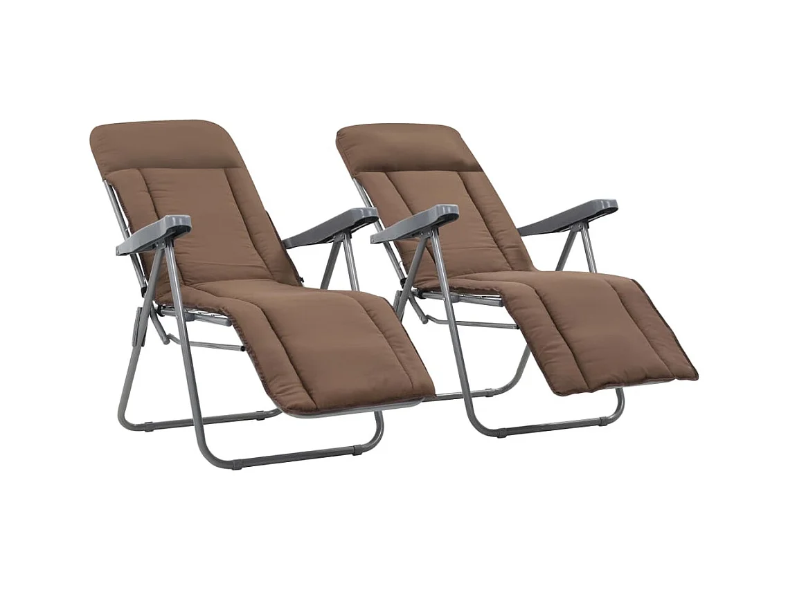 Chaises pliables de jardin avec coussins lot de 2 Marron