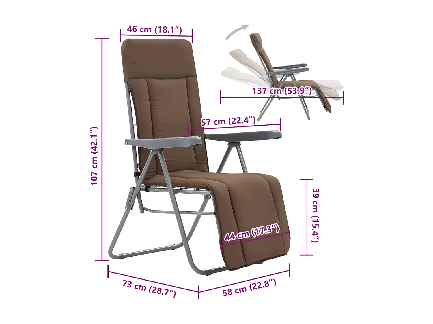 Klappbare Gartenstühle mit Auflagen 2 Stk. Braun