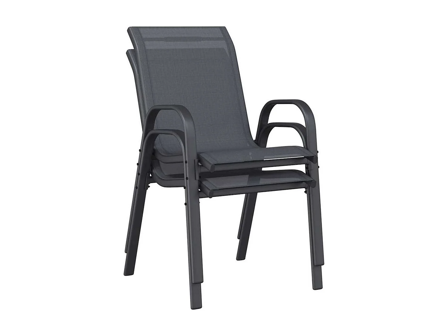 Cadeiras de jardim empilháveis 2 pcs textilene cinzento