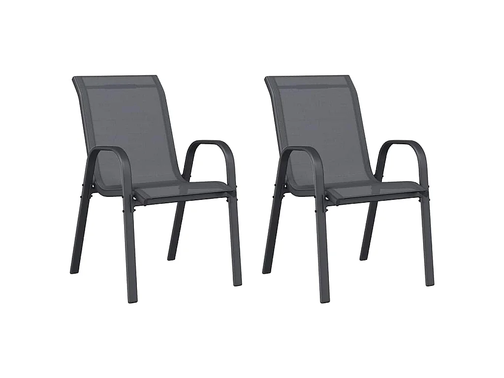 Stapelbare Gartenstühle 2 Stk. Grau Textilene