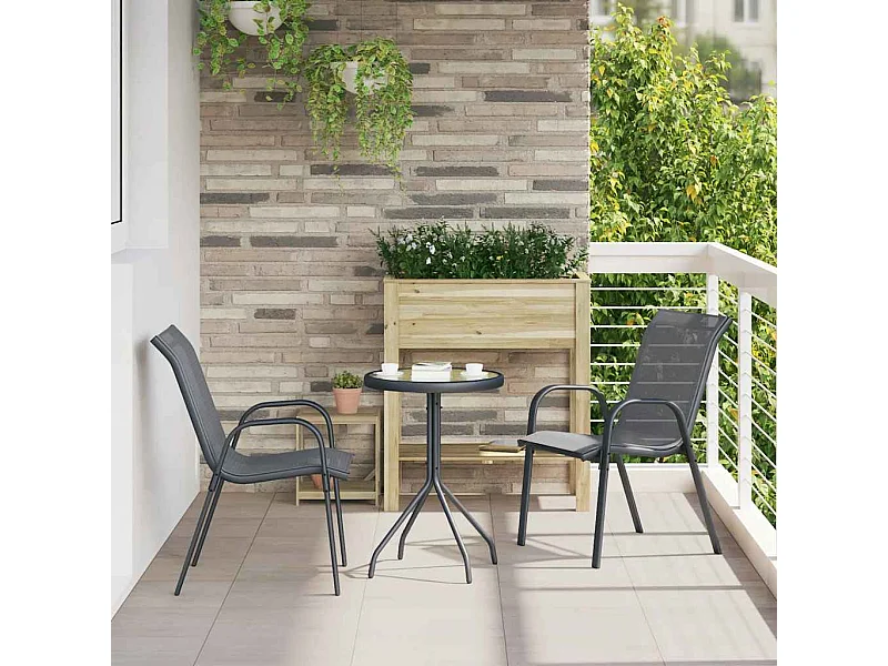 Cadeiras de jardim empilháveis 2 pcs textilene cinzento