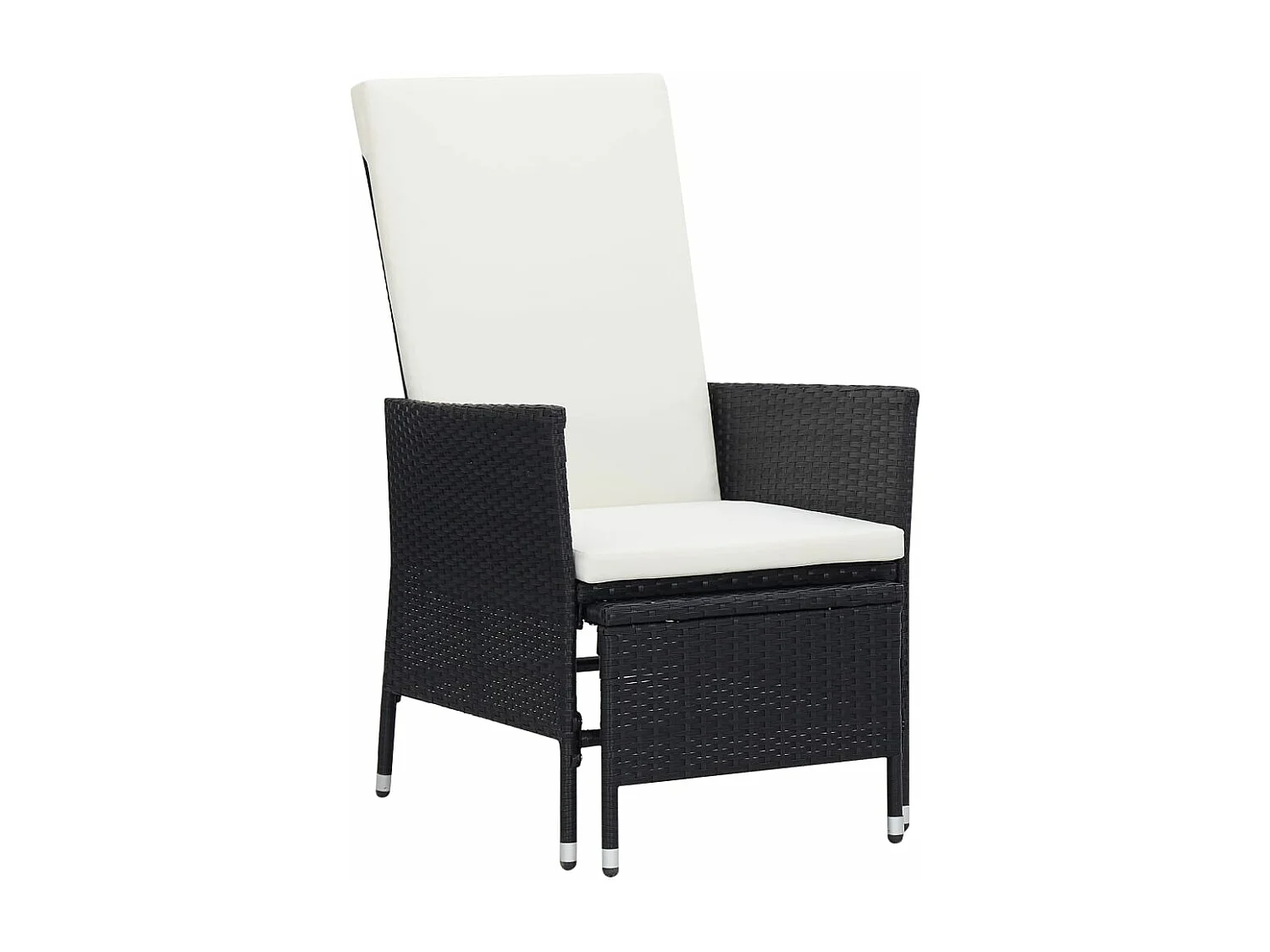 Chaise inclinable de jardin avec coussins Résine tressée Noir