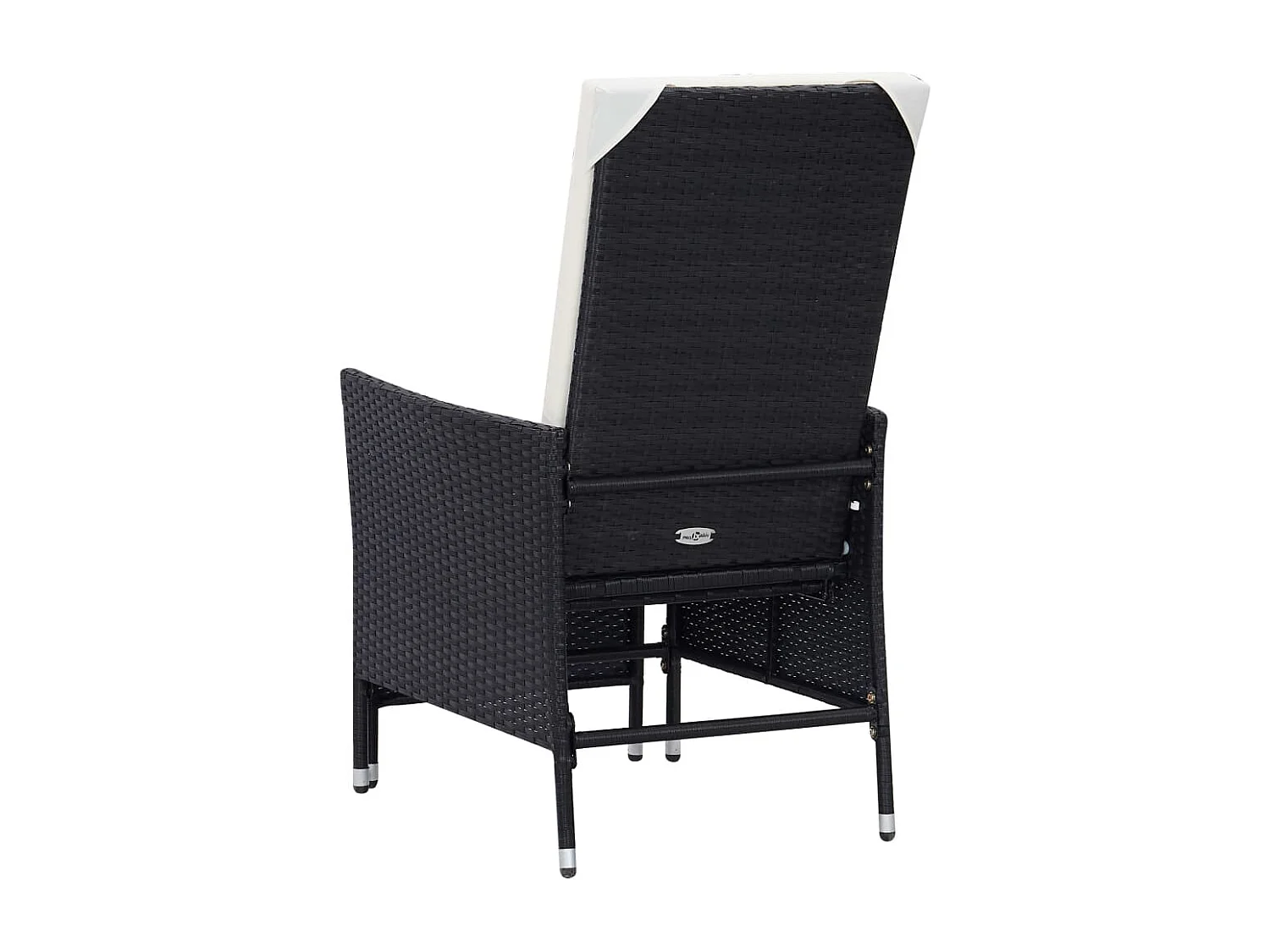 Chaise inclinable de jardin avec coussins Résine tressée Noir