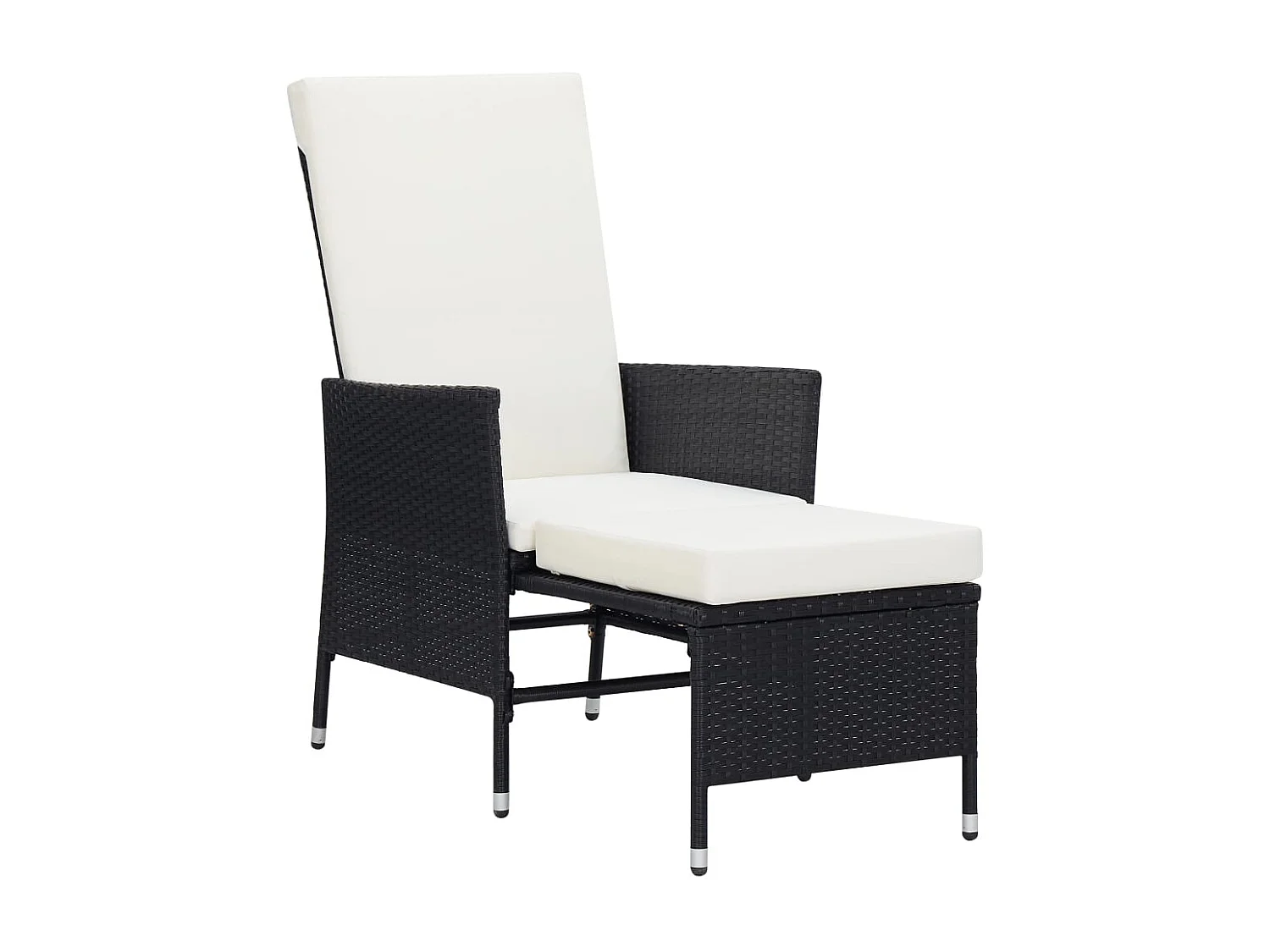 Chaise inclinable de jardin avec coussins Résine tressée Noir