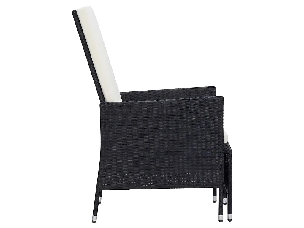 Chaise inclinable de jardin avec coussins Résine tressée Noir