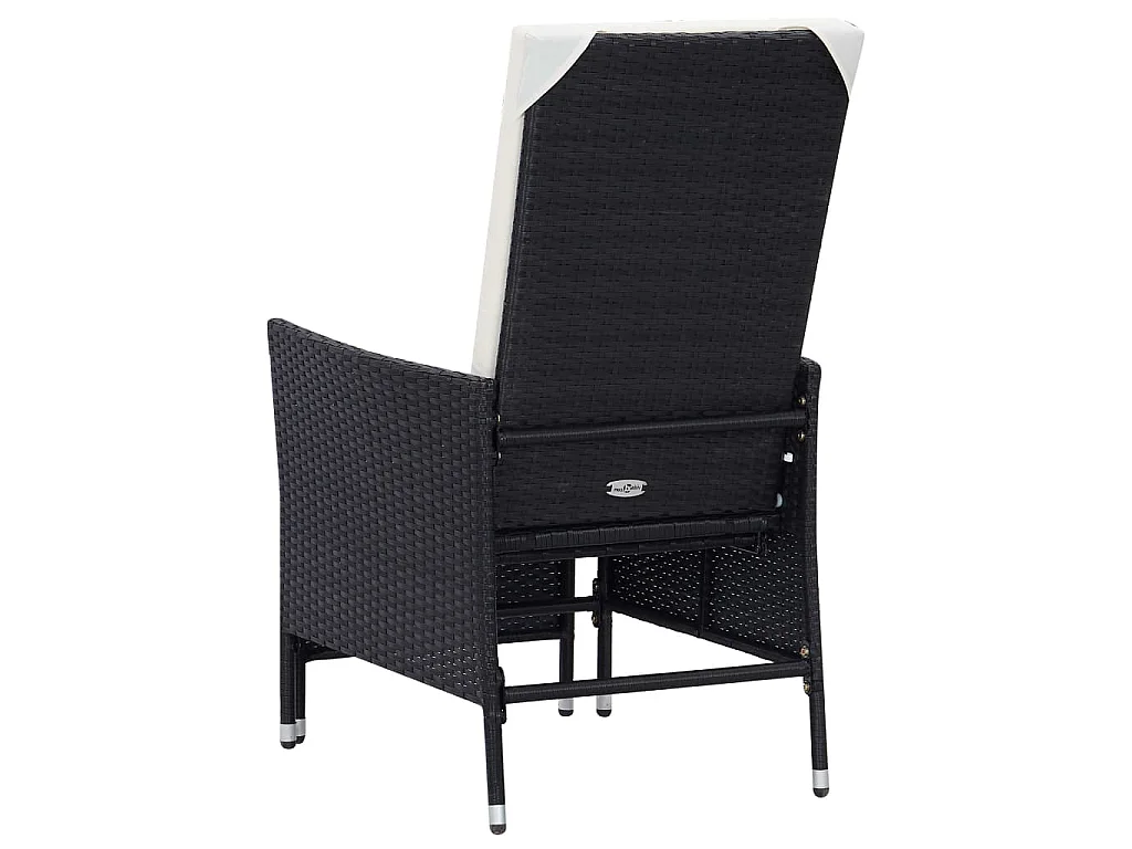 Chaise inclinable de jardin avec coussins Résine tressée Noir