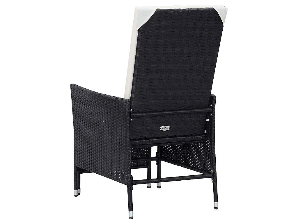 Chaise inclinable de jardin avec coussins Résine tressée Noir