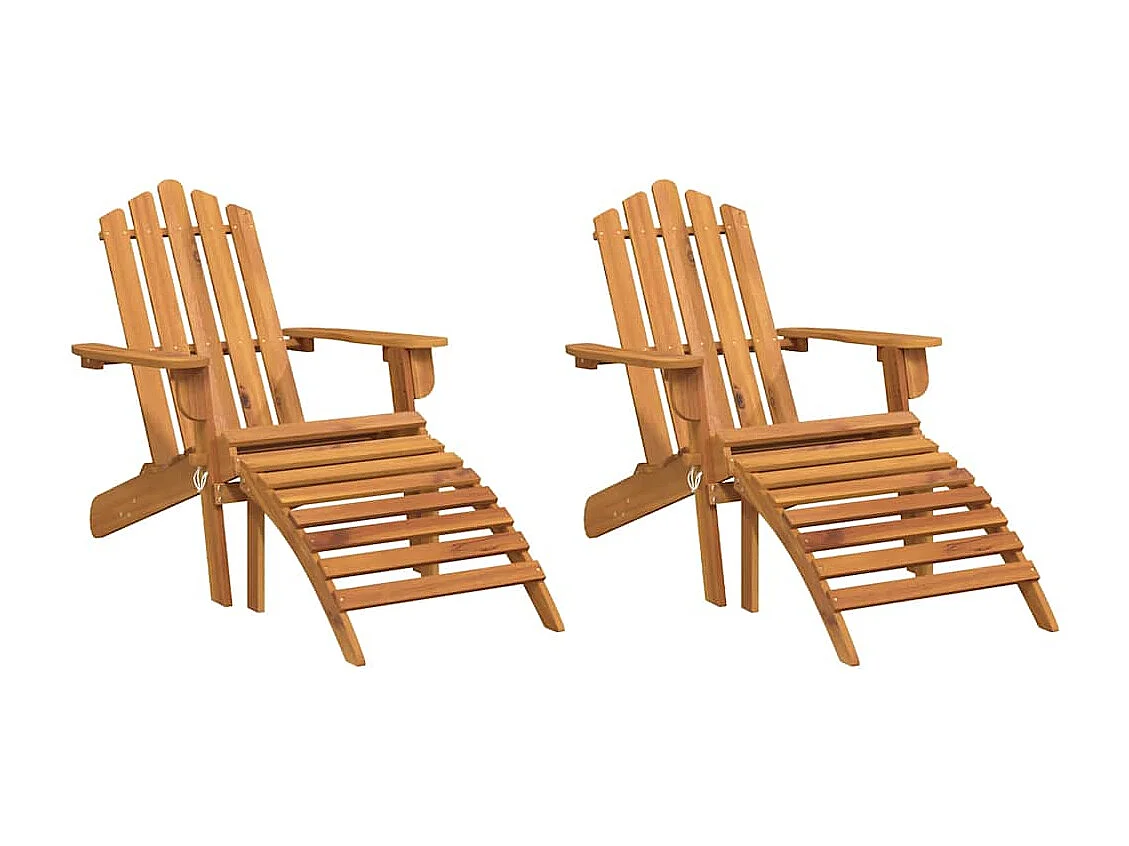 Chaises Adirondack de jardin repose-pieds lot de 2 Bois acacia