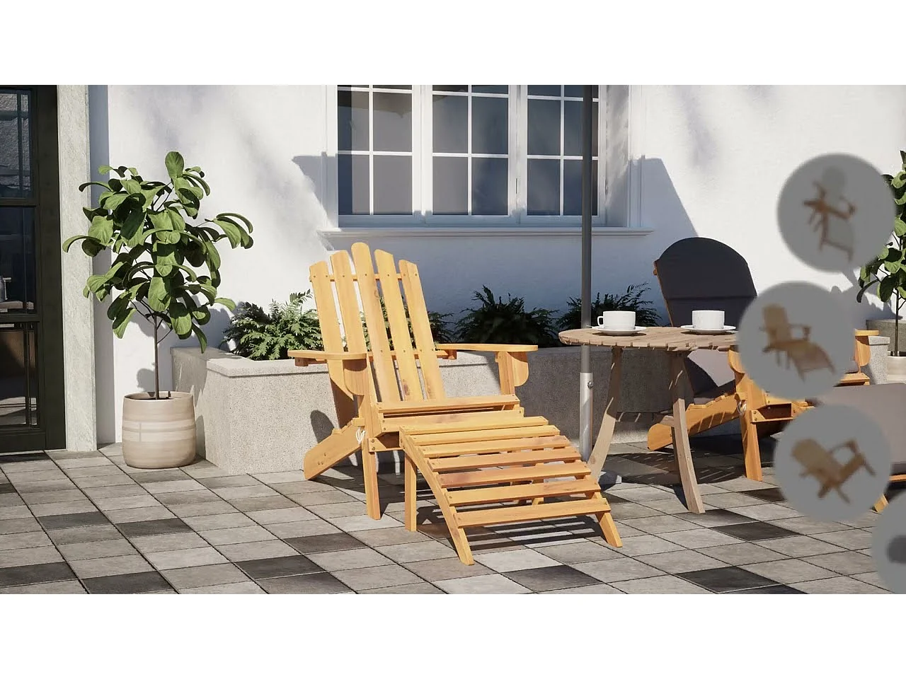 Tuinstoelen Adirondack 2 st met voetensteunen acaciahout