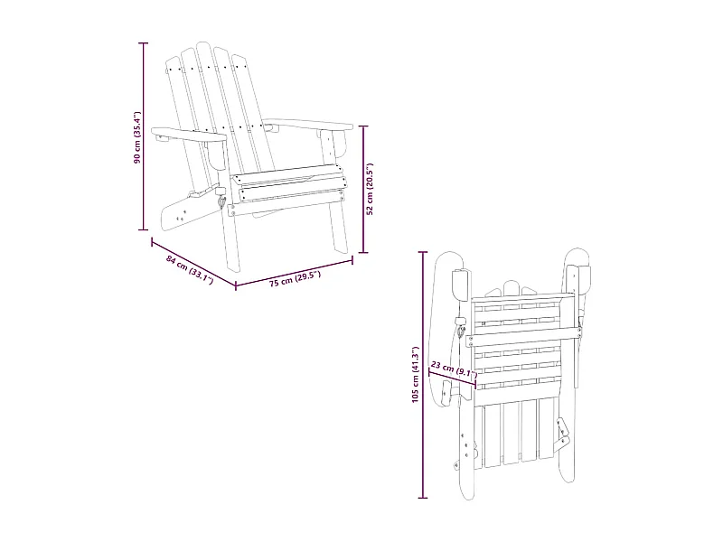 Chaises Adirondack de jardin repose-pieds lot de 2 Bois acacia