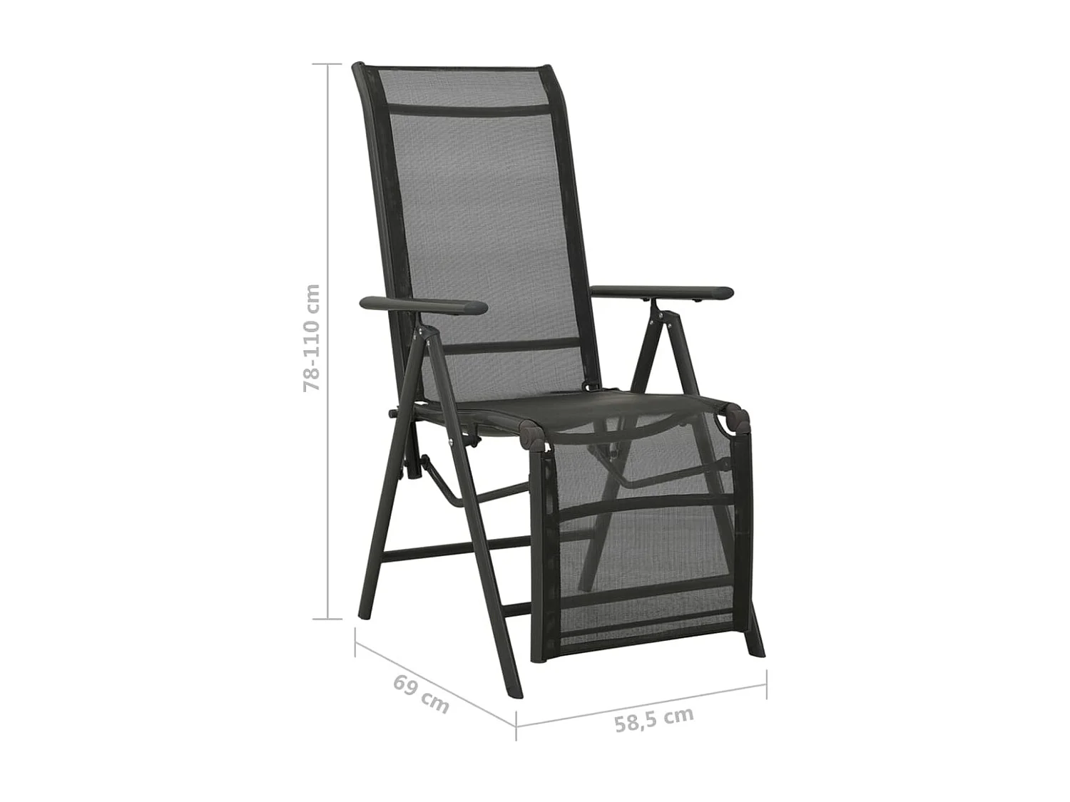 Chaises inclinables de jardin lot de 2 Textilène et aluminium