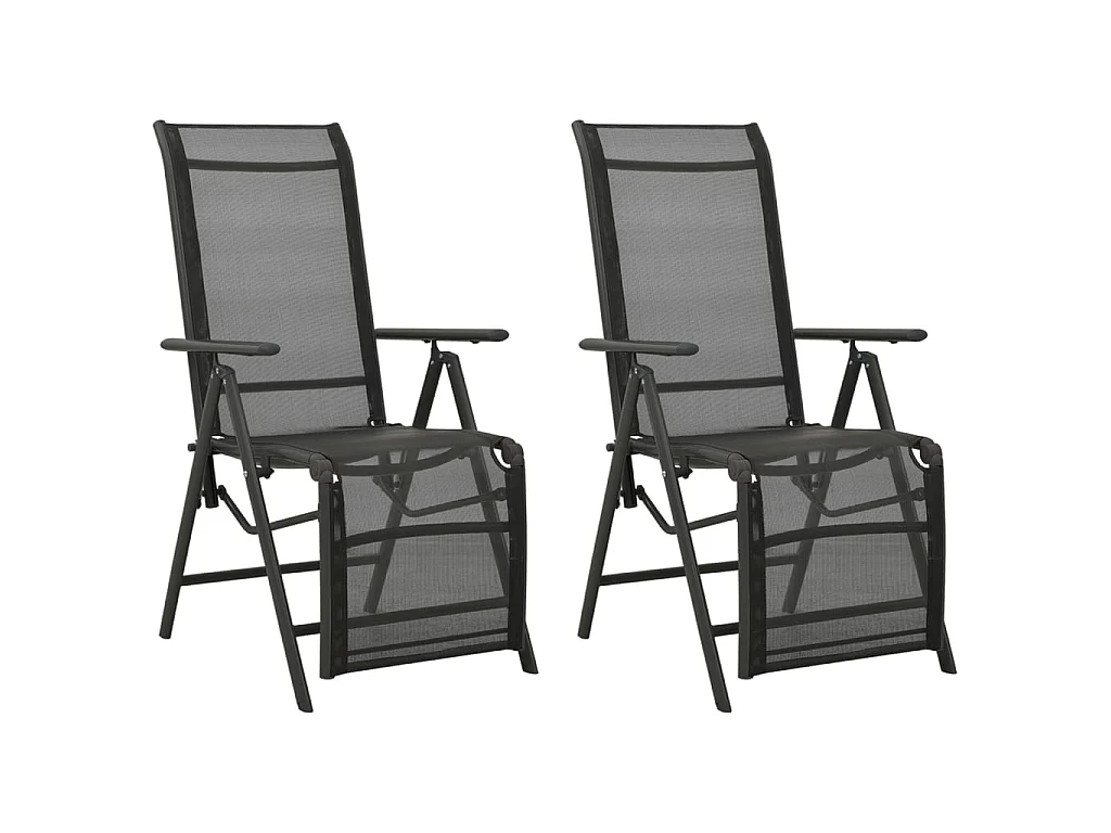 Garten-Liegestühle 2 Stk. Textilene und Aluminium Schwarz