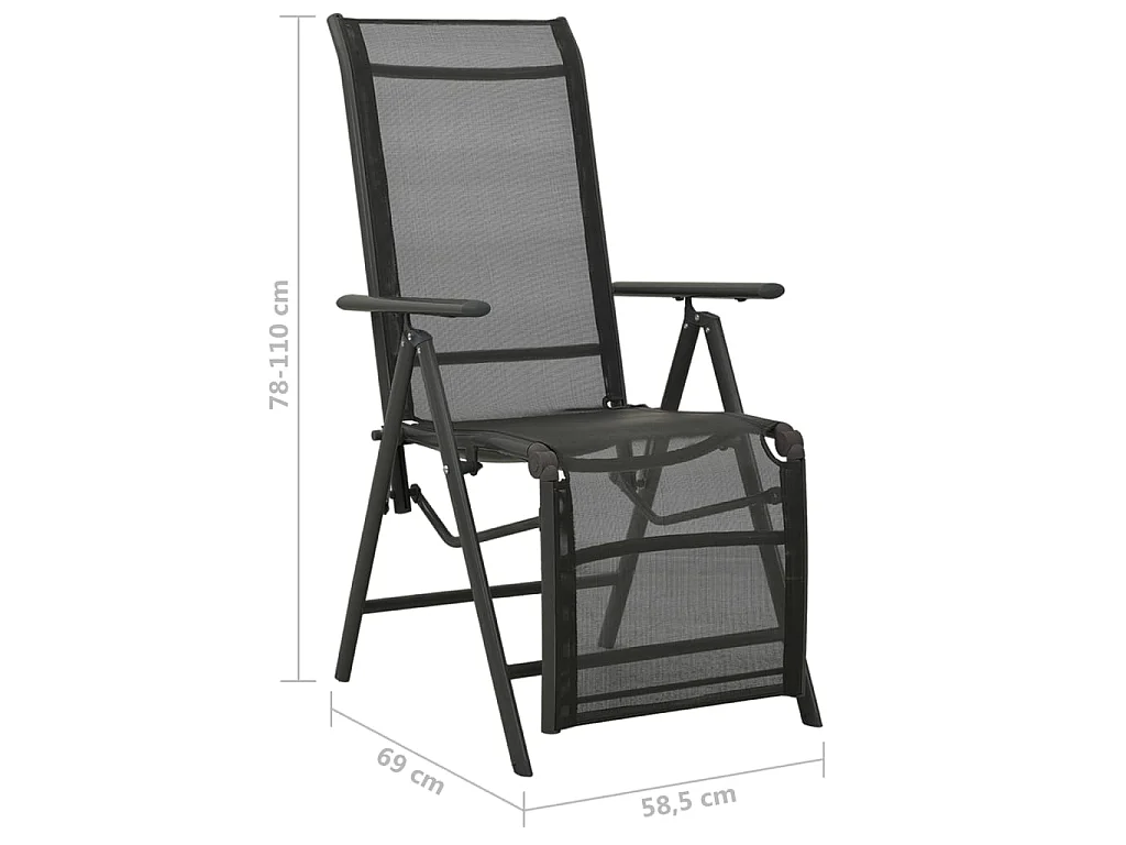 Garten-Liegestühle 2 Stk. Textilene und Aluminium Schwarz