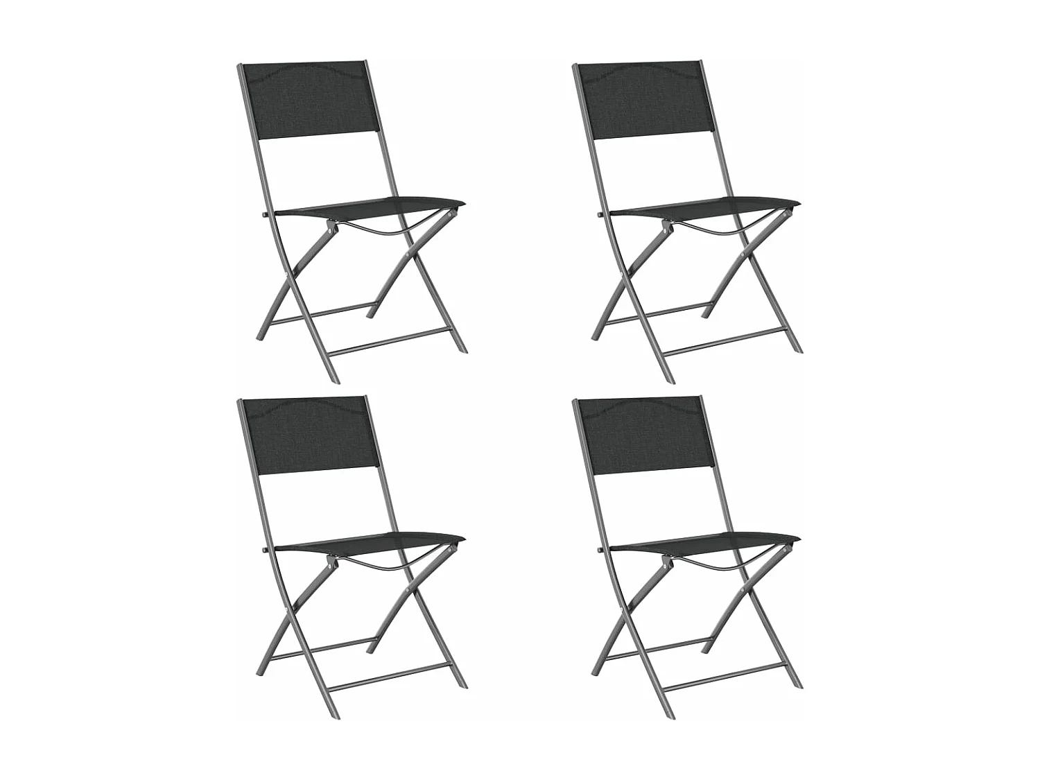 Chaises d'extérieur pliables lot de 4 Noir Acier et textilène