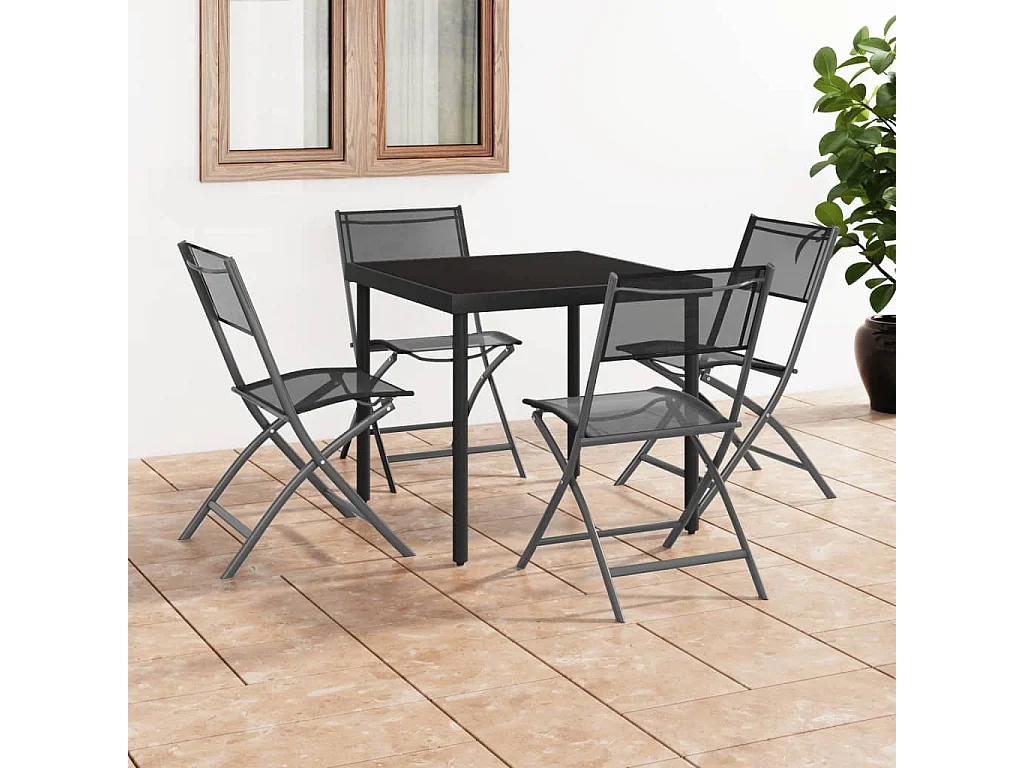 Klappbare Gartenstühle 4 Stk. Schwarz Stahl und Textilene