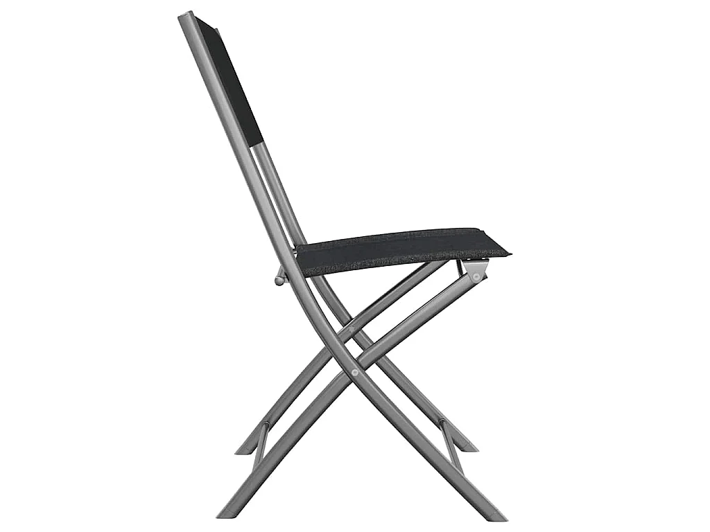 Chaises pliantes, lot de 4, acier noir et textilène