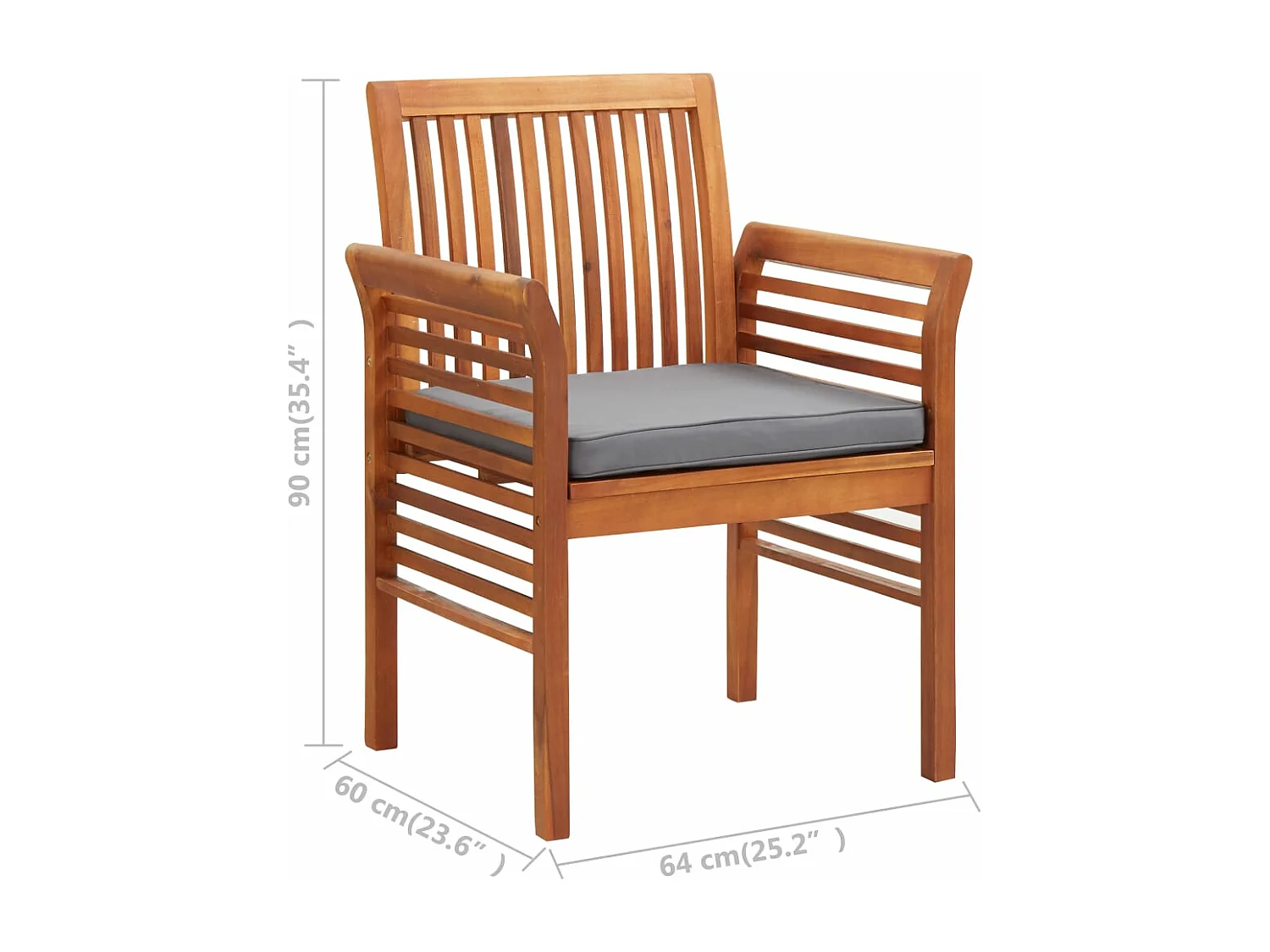 Chaise à dîner de jardin avec coussin Bois d'acacia massif