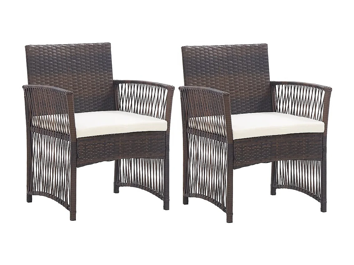 Gartensessel mit Sitzkissen 2 Stk. Braun Poly Rattan