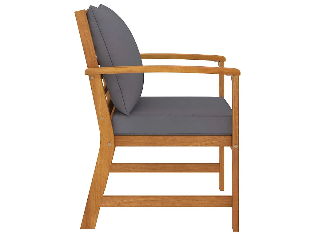 Chaises de jardin lot de 2 avec coussin gris foncé Bois acacia