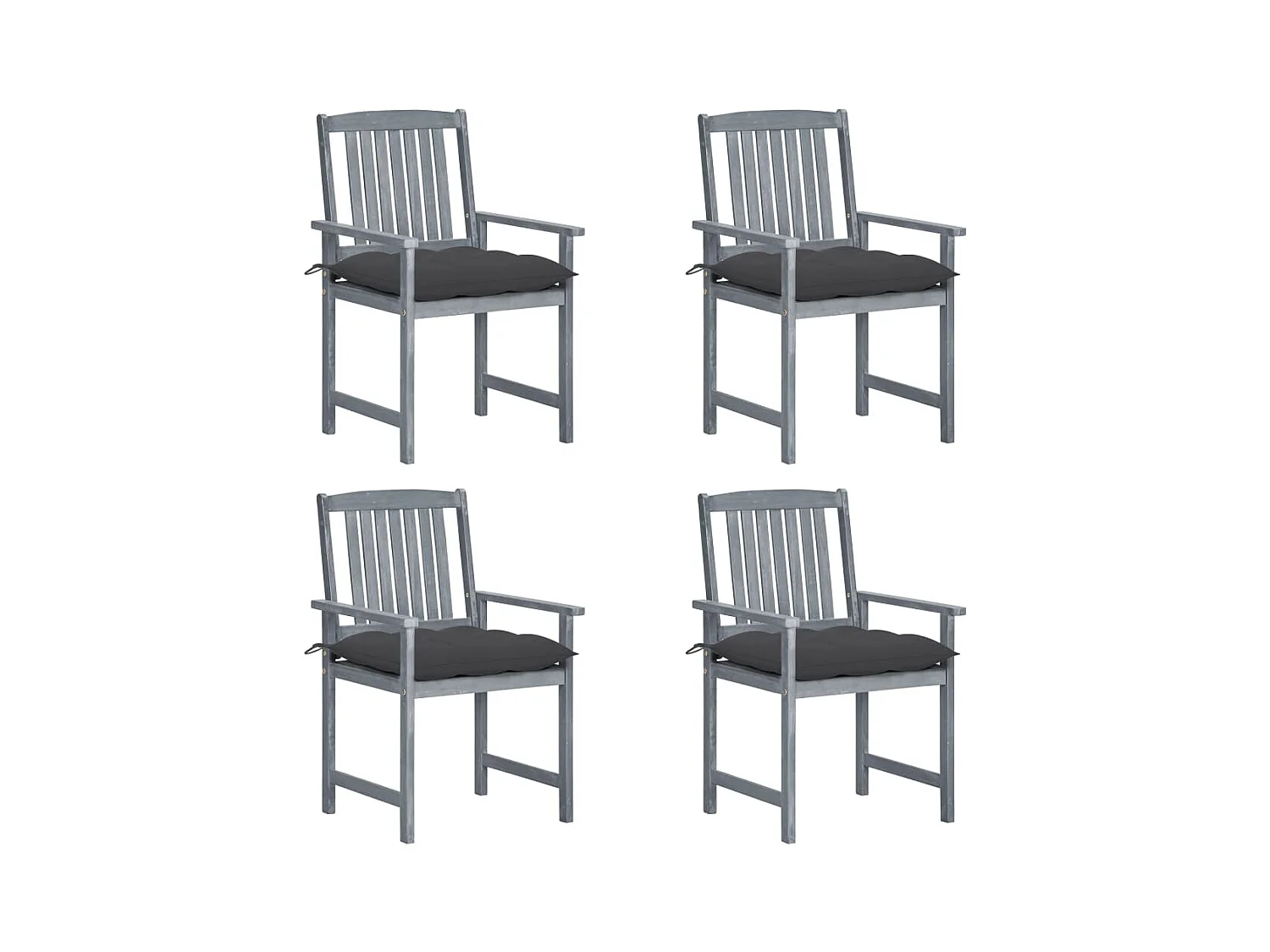 Chaises de jardin et coussins lot de 4 Gris Bois acacia massif