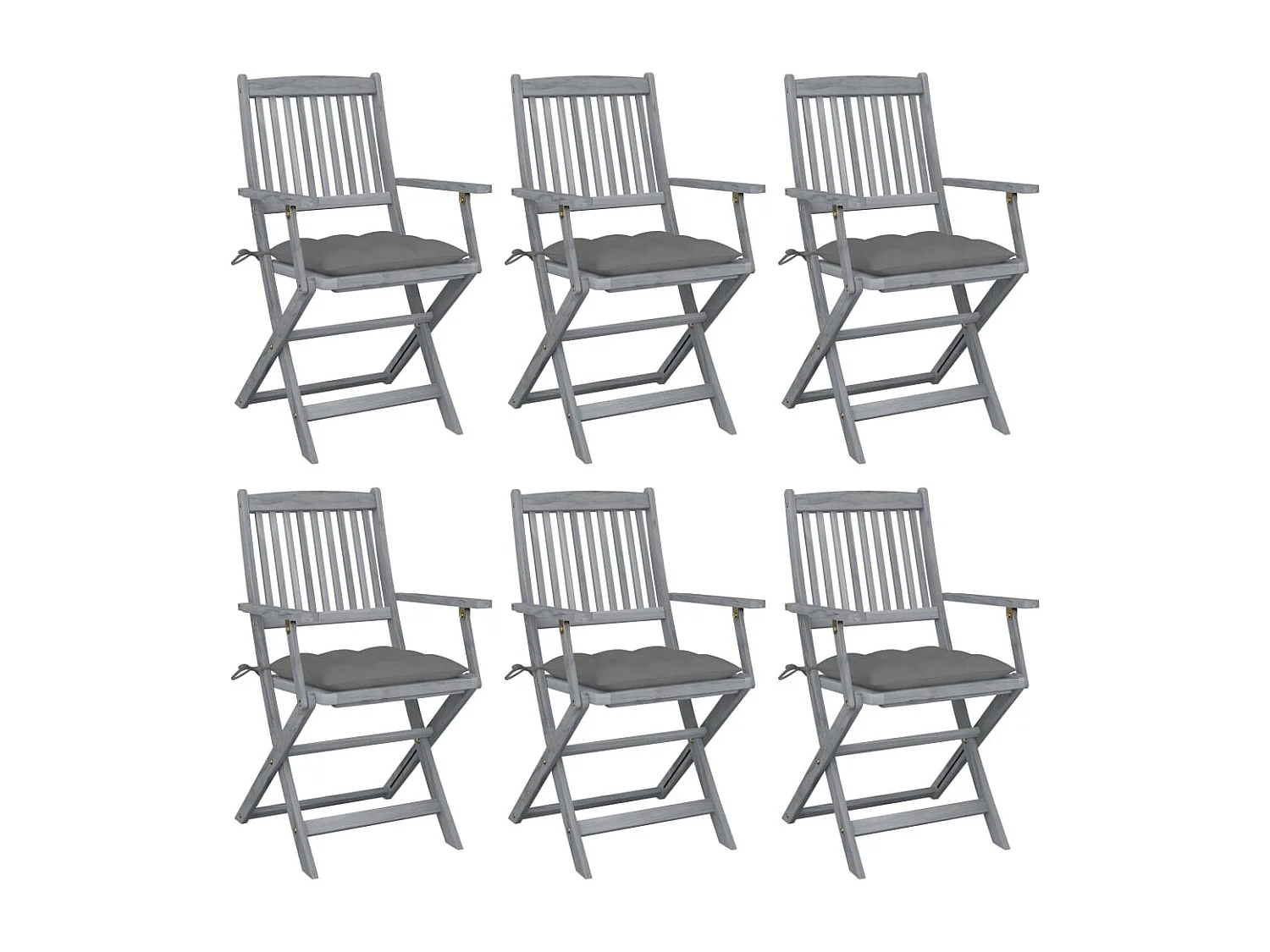 Chaises pliables d'extérieur lot de 6 et coussins Bois d'acacia