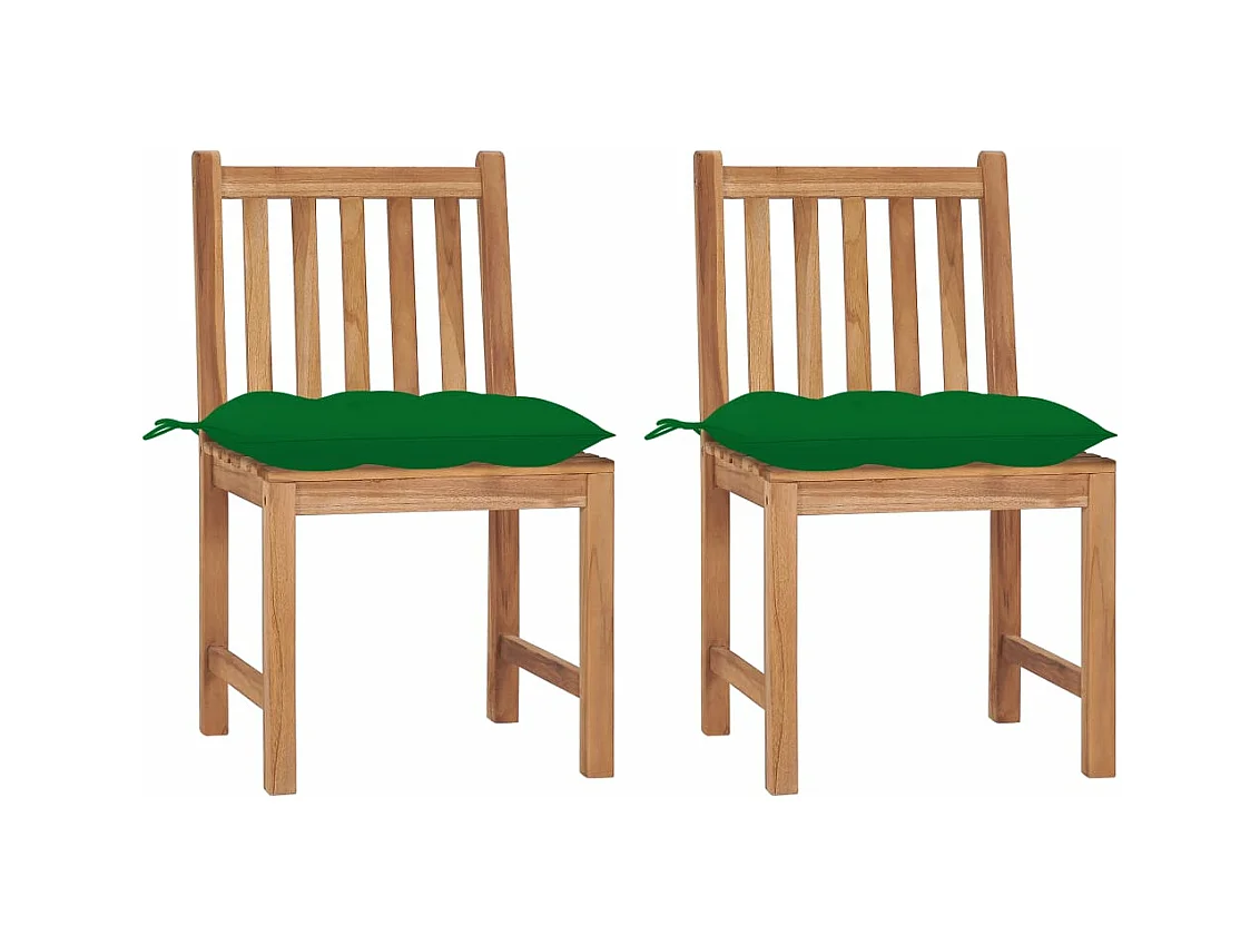 Chaises de jardin lot de 2 avec coussins Bois de teck massif