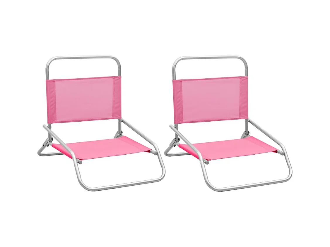 Chaises de plage pliables lot de 2 Rose Tissu