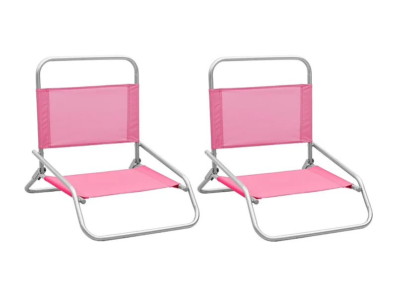 Chaises de plage pliables lot de 2 Rose Tissu