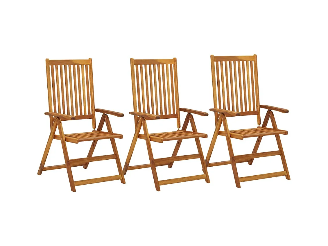 Chaises inclinables de jardin lot de 3 Bois solide d'acacia