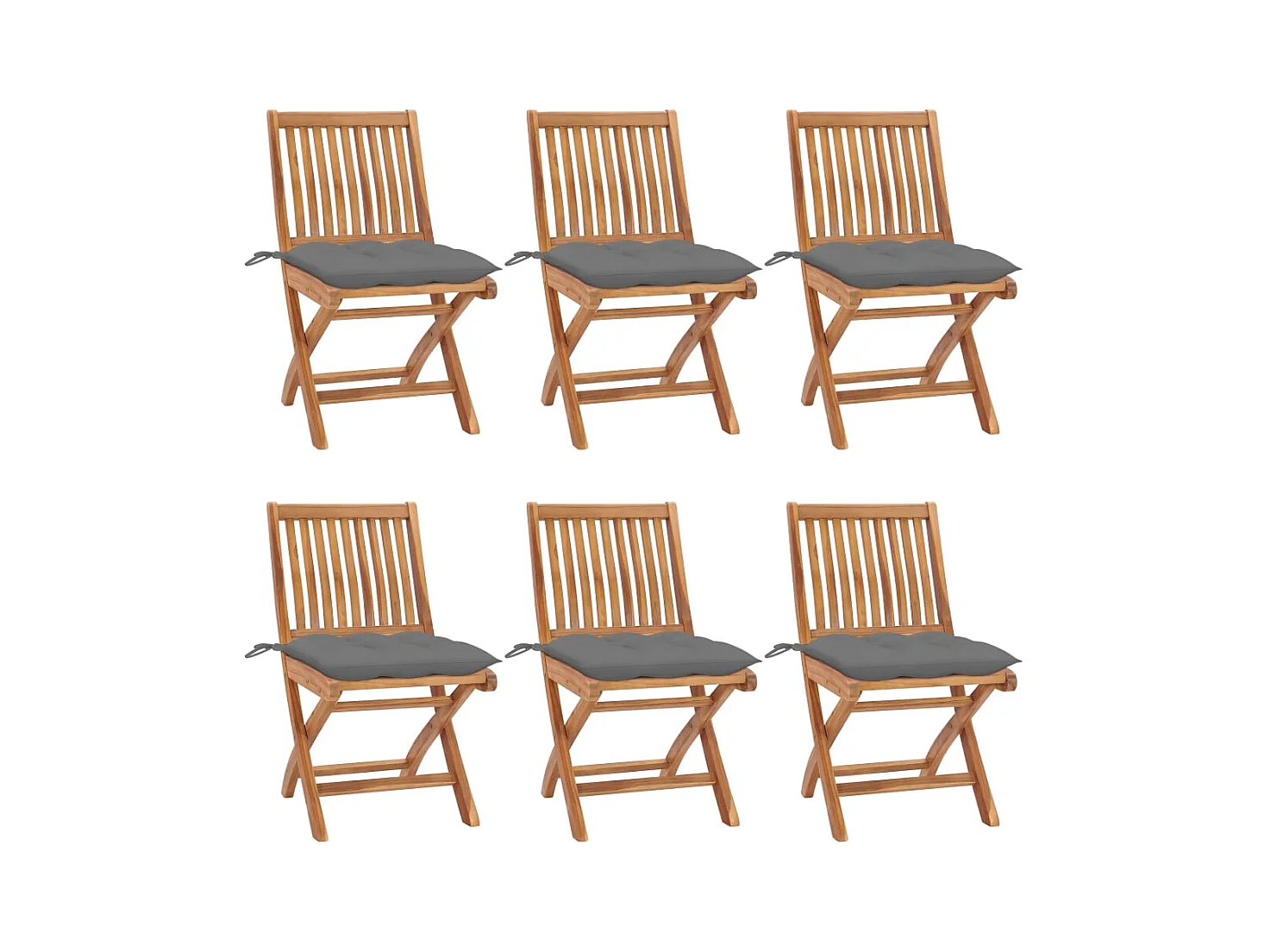 Chaises pliables de jardin avec coussins lot de 6 Bois de teck