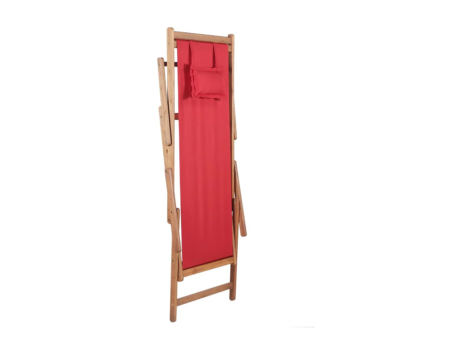 Chaise pliable de plage Tissu et cadre en bois Rouge