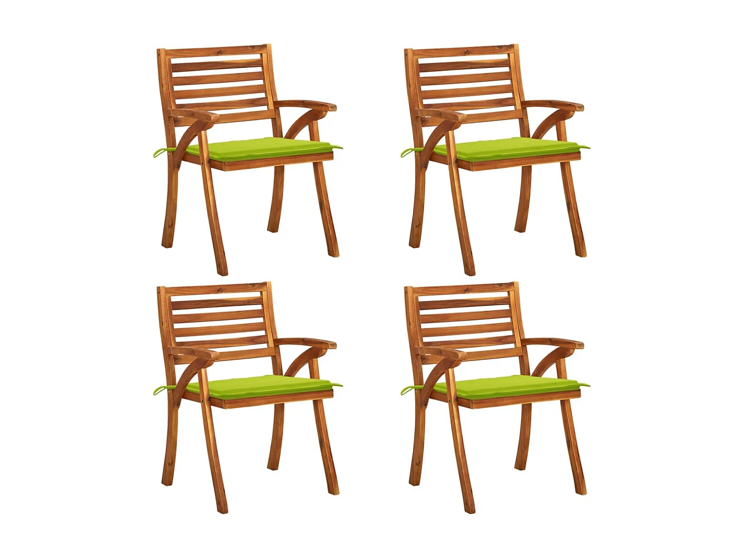 Chaises de jardin avec coussins lot de 4 Bois de teck solide