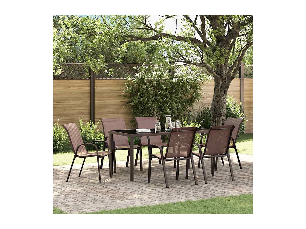 Tuinstoelen stapelbaar 6 st textileen stof bruin