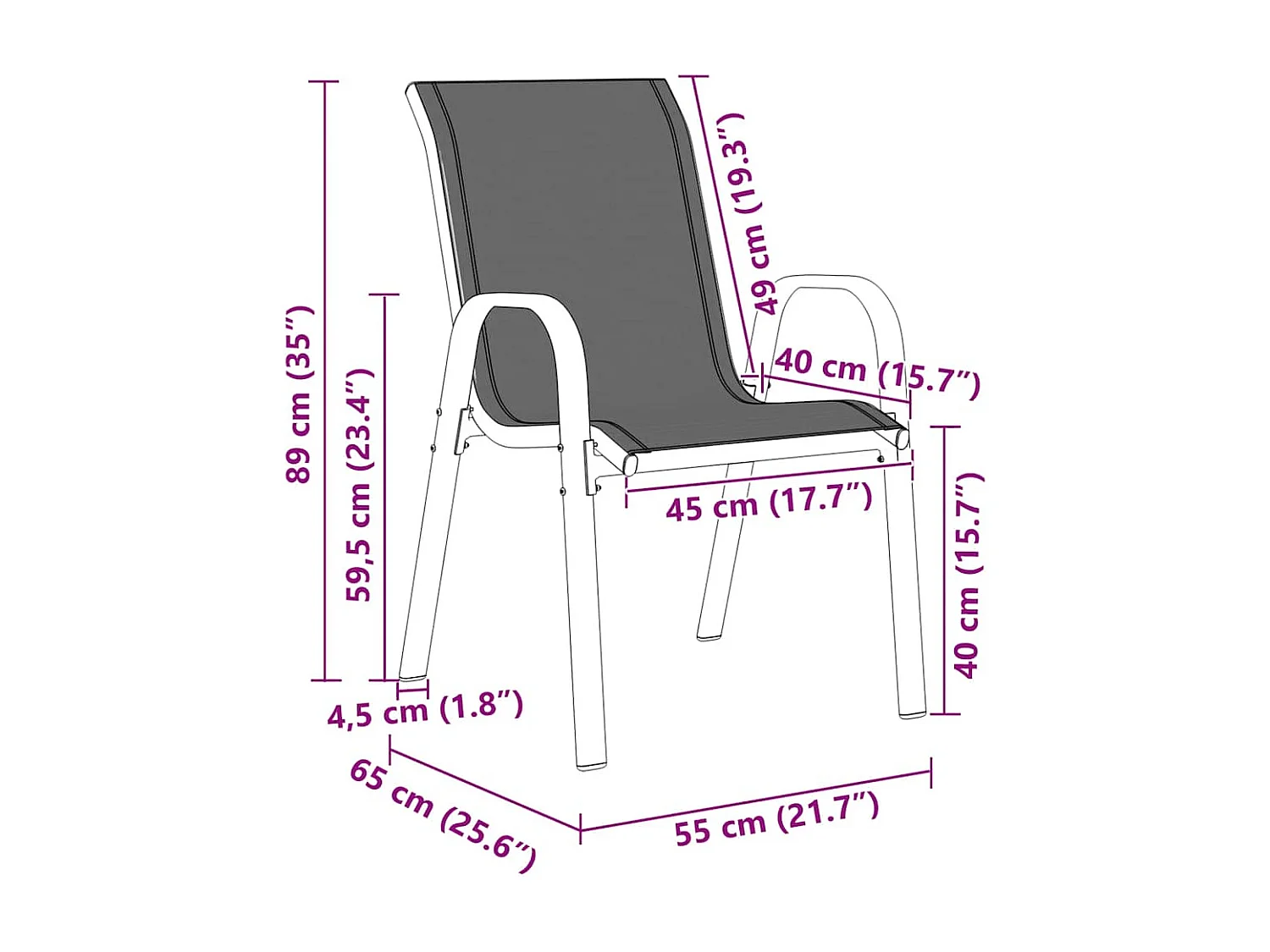 Stapelbare Gartenstühle 6 Stk. Braun Textilene