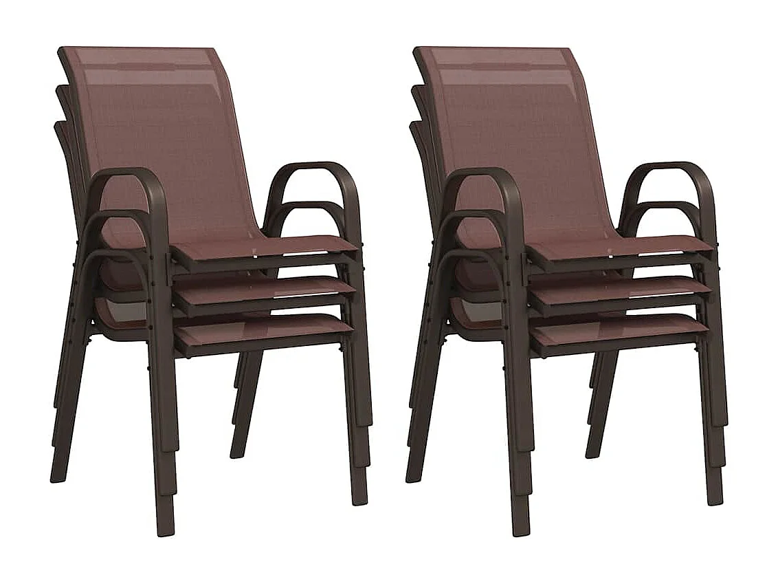 Stapelbare Gartenstühle 6 Stk. Braun Textilene