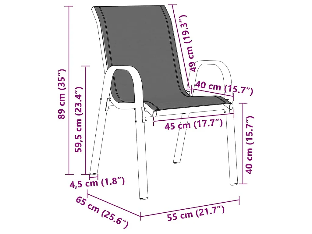 Tuinstoelen stapelbaar 6 st textileen stof bruin