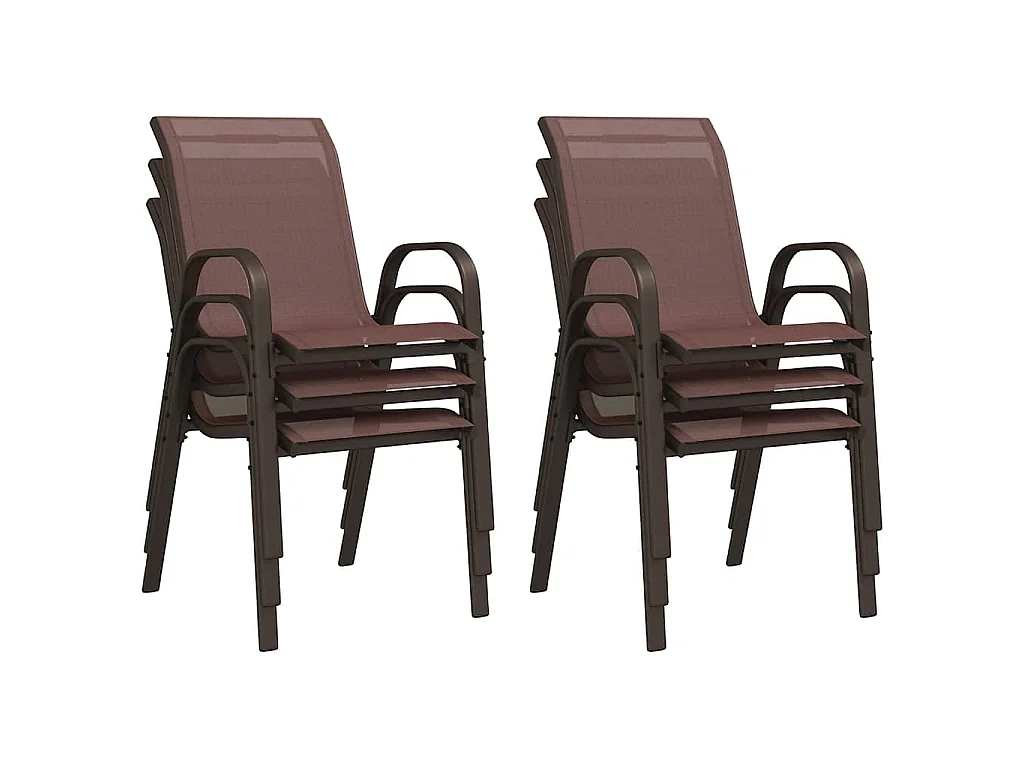 Tuinstoelen stapelbaar 6 st textileen stof bruin