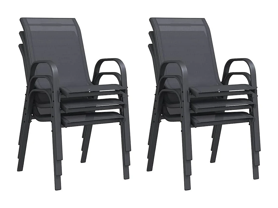 Chaises empilables de jardin lot de 6 Gris Tissu textilène