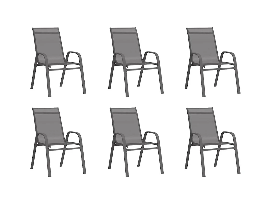 Chaises empilables de jardin lot de 6 Gris Tissu textilène