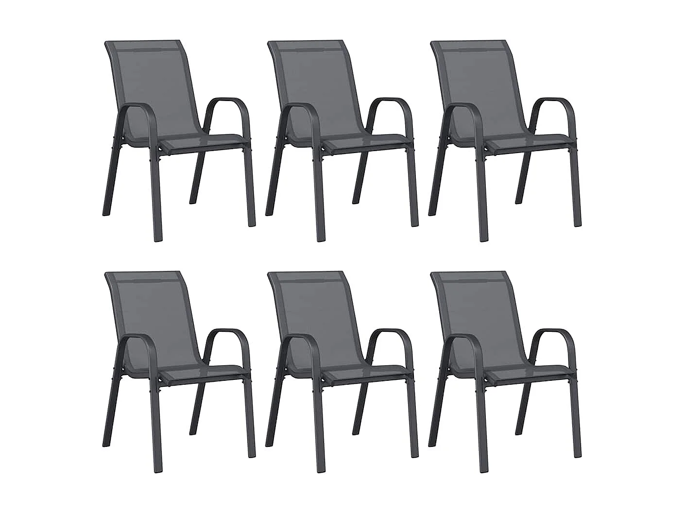 Chaises empilables de jardin lot de 6 Gris Tissu textilène